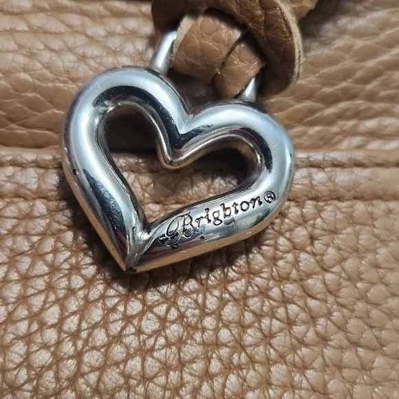 Brighton Pebbled Leather Crocodile Embossed Shoulder Handbag Purse Brown Camel - Picture 7 of 17